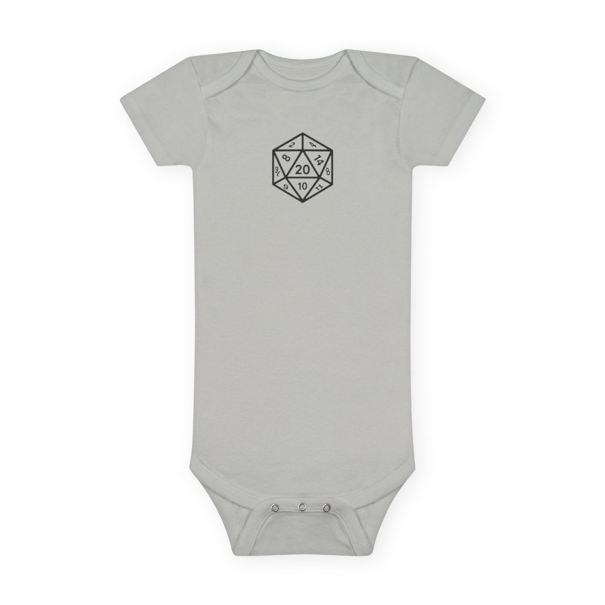 D20 Twenty-Sided Die Romper | D&D Baby Onesie, RPG Fan Gift, Geek Gamer Infant - alternate angle 2, merchandise