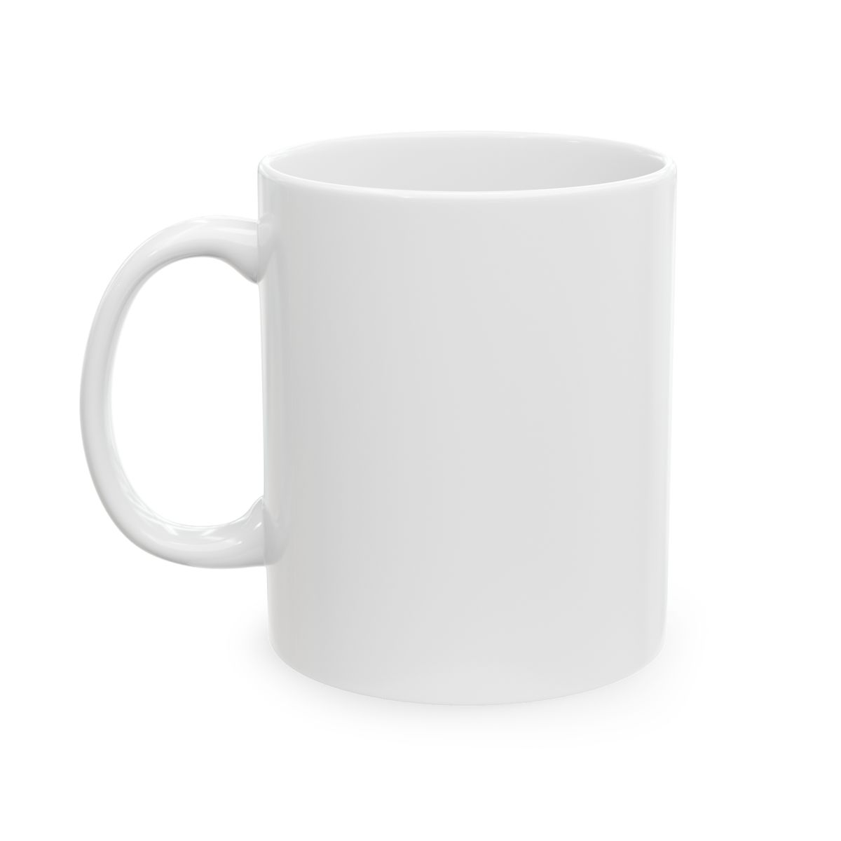 Black ceramic mug featuring a white design of cartoon cats dressed as Dungeons and Dragons characters. The text "Dungeons & Cats" is printed in white on the mug - alternate angle 4, merchandise